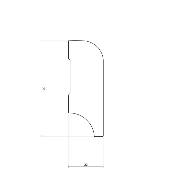 Koloniale plint 58x22 eiken onbewerkt