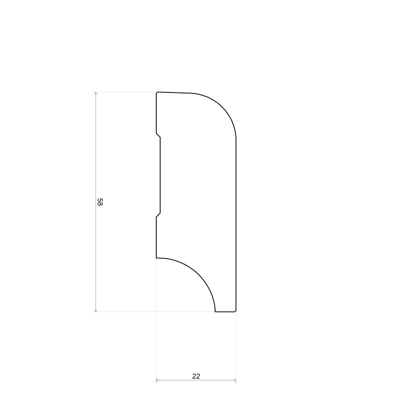 Koloniale plint 58x22 eiken onbewerkt