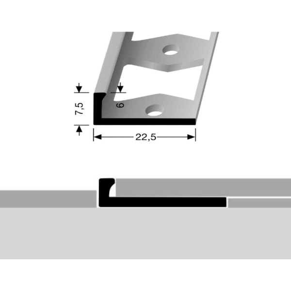 In-egaliseer eindprofiel tot 6mm PVC zilver
