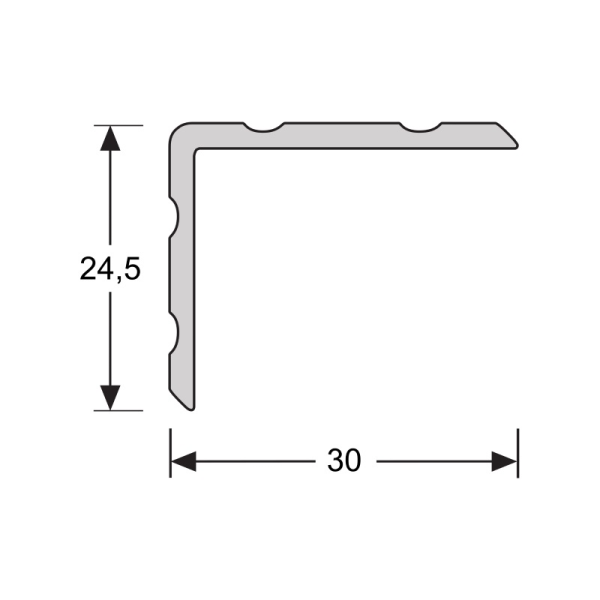 Duo-hoeklijn zelfkl. 24,5x30mm eik licht beige