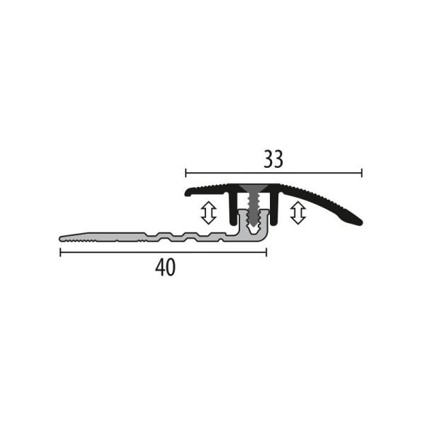Overgangsprof. Kuberit PVC klik 4-9,5 mm zilver