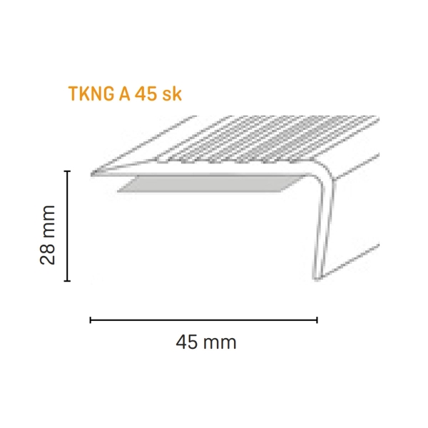 Trapkant kunststof TKNG A45 ZK aluminium 1160