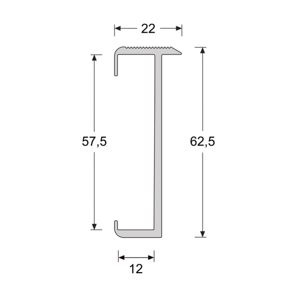 Trapprof 60 mm tbv laminaat 7-9,5 mm RVS look geb