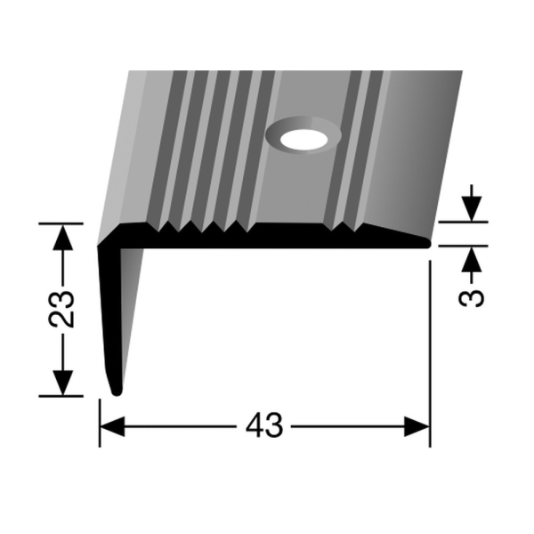 Trapneusprofiel 43x23mm RVS grof antislip